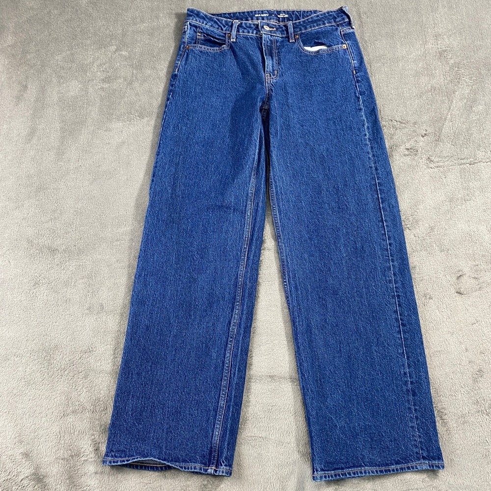 Old Navy Jeans Womens 6 Blueโ Mid-Rise Wide Leg Dark Wash Boho Streetwear Denim